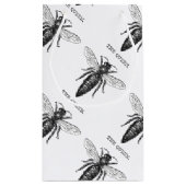 Queen Bee Bug Insect Antiek Illustratie Klein Cadeauzakje (Achterkant)