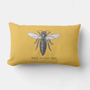 Queen Bee Bug Insect Antiek Illustratie Kussen