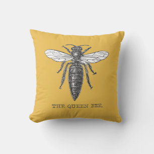 Queen Bee Bug Insect Antiek Illustratie Kussen