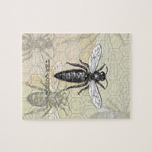 Queen Bee Bug Insect Antiek Illustratie Legpuzzel (Horizontaal)