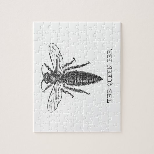 Queen Bee Bug Insect Antiek Illustratie Legpuzzel (Verticaal)