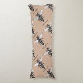 Queen Bee Bug Insect Antiek Illustratie Lichaamskussen (Voorkant Verticaal)