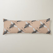 Queen Bee Bug Insect Antiek Illustratie Lichaamskussen (Voorkant)