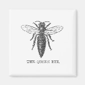 Queen Bee Bug Insect Antiek Illustratie Magneet (Voorkant)