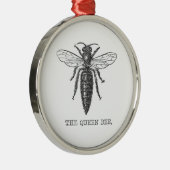 Queen Bee Bug Insect Antiek Illustratie Metalen Ornament (Rechts)