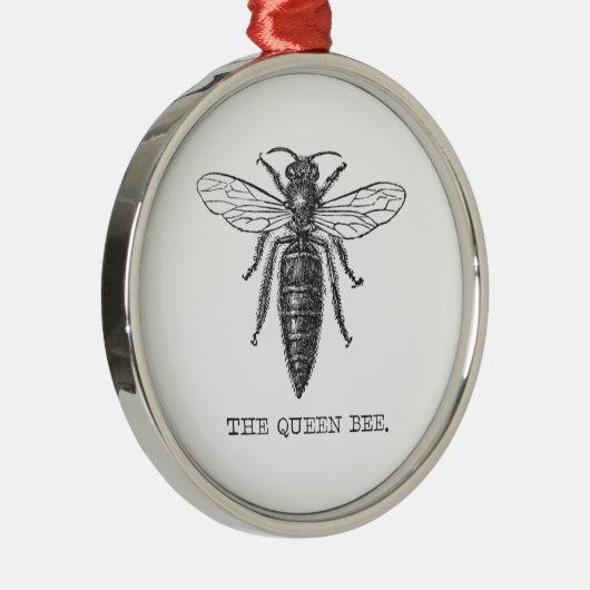 Queen Bee Bug Insect Antiek Illustratie Metalen Ornament (Rechts)