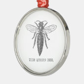 Queen Bee Bug Insect Antiek Illustratie Metalen Ornament (Links)