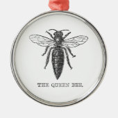 Queen Bee Bug Insect Antiek Illustratie Metalen Ornament (Voorkant)