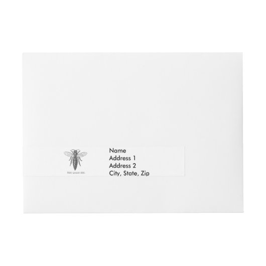 Queen Bee Bug Insect Antiek Illustratie Omwikkelbaar Adreslabel (Voorkant)