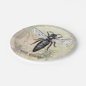 Queen Bee Bug Insect Antiek Illustratie Papieren Bordje (Gekanteld)