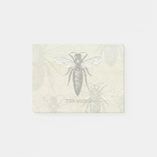 Queen Bee Bug Insect Antiek Illustratie Post-it® Notes (Voorkant)