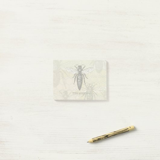 Queen Bee Bug Insect Antiek Illustratie Post-it® Notes (Op bureau)
