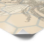 Queen Bee Bug Insect Antiek Illustratie Poster (Hoek)