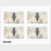 Queen Bee Bug Insect Antiek Illustratie Rechthoekige Sticker (Vel)