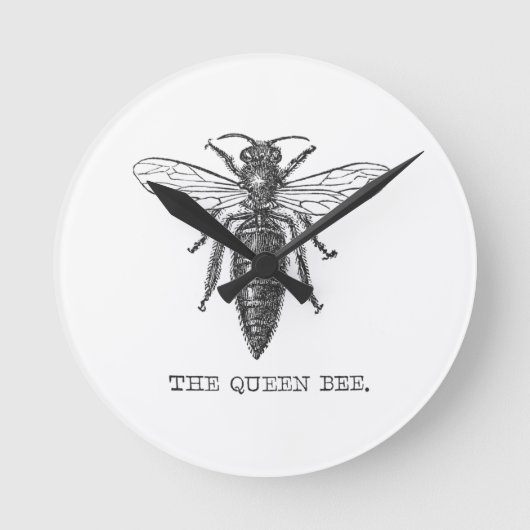 Queen Bee Bug Insect Antiek Illustratie Ronde Klok (Voorkant)