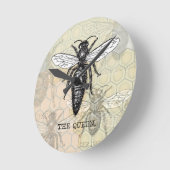 Queen Bee Bug Insect Antiek Illustratie Ronde Klok (Hoek)