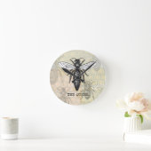 Queen Bee Bug Insect Antiek Illustratie Ronde Klok (Huis)