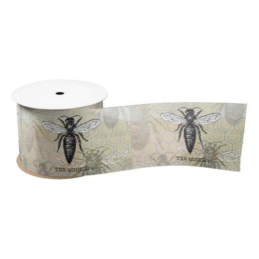 Queen Bee Bug Insect Antiek Illustratie Satijnen Lint (Spoel)