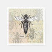 Queen Bee Bug Insect Antiek Illustratie Servet (Voorkant)
