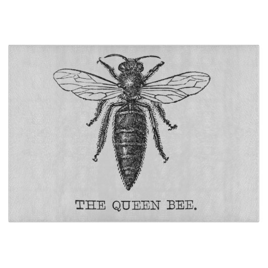 Queen Bee Bug Insect Antiek Illustratie Snijplank (Voorkant)