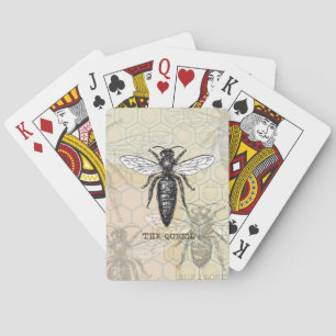 Queen Bee Bug Insect Antiek Illustratie Speelkaarten