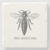 Queen Bee Bug Insect Antiek Illustratie Stenen Onderzetter (Voorkant)