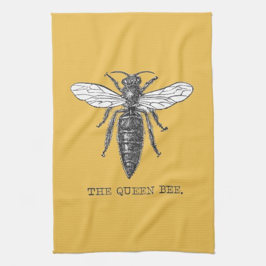 Queen Bee Bug Insect Antiek Illustratie Theedoek (Verticaal)
