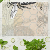 Queen Bee Bug Insect Antiek Illustratie Theedoek (Gevouwen)