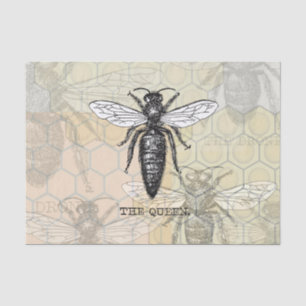 Queen Bee Bug Insect Antiek Illustratie Tissuepapier