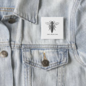 Queen Bee Bug Insect Antiek Illustratie Vierkante Button 5,1 Cm (In situ)