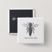 Queen Bee Bug Insect Antiek Illustratie Vierkante Button 5,1 Cm (Voorkant /achterkant)