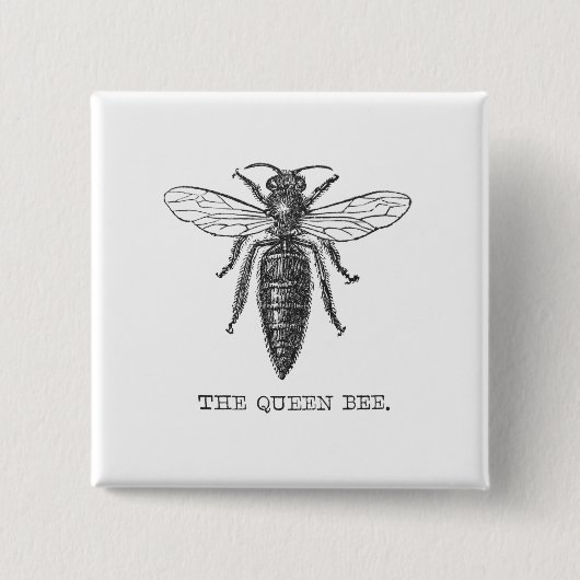 Queen Bee Bug Insect Antiek Illustratie Vierkante Button 5,1 Cm (Voorkant)
