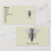 Queen Bee Bug Insect Antiek Illustratie Visitekaartje (Voorkant / Achterkant)