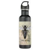 Queen Bee Bug Insect Antiek Illustratie Waterfles (Voorkant)