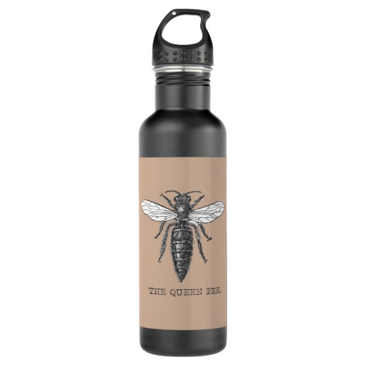 Queen Bee Bug Insect Antiek Illustratie Waterfles (Voorkant)