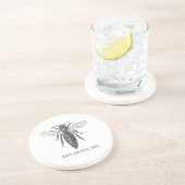 Queen Bee Bug Insect Antiek Illustratie Zandsteen Onderzetter (Zijkant)