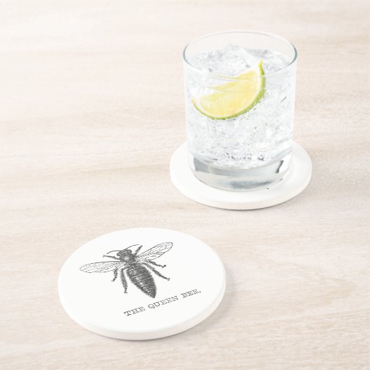 Queen Bee Bug Insect Antiek Illustratie Zandsteen Onderzetter (Zijkant)