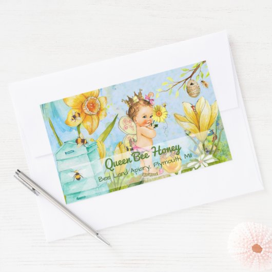 Queen Bee Canning Labe Rechthoekige Sticker (Envelop)
