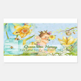 Queen Bee Canning Labe Rechthoekige Sticker