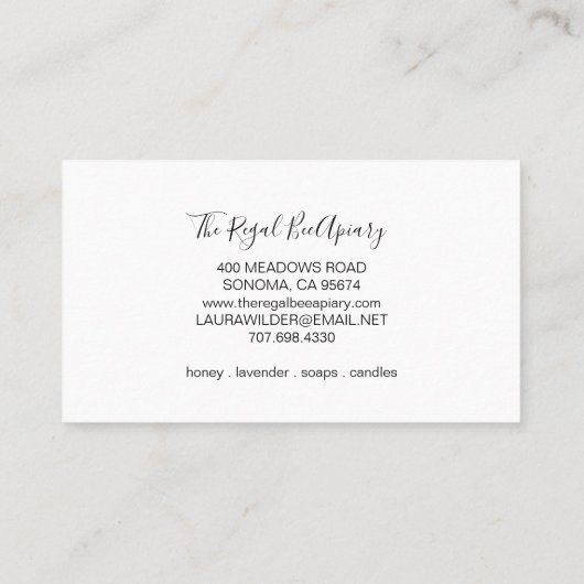 Queen Bee & Crown Apiary Honing Producten Boerderi Klantenkaartje (Achterkant)