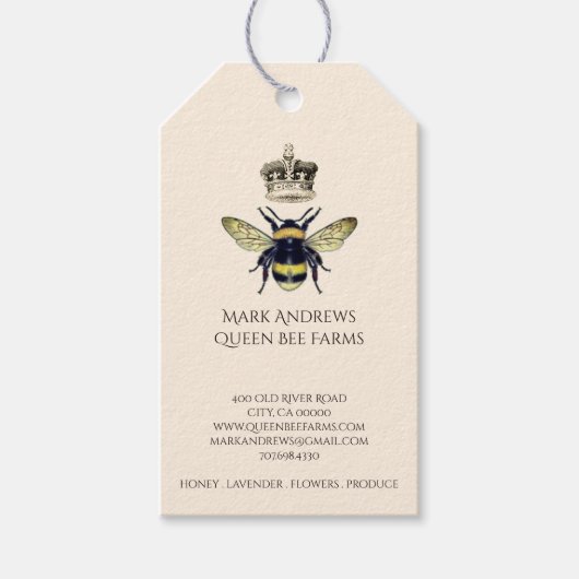 Queen Bee & Crown Boerderij Apiary Productprijs Cadeaulabel (Voorkant)