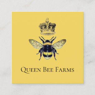 Queen Bee Crown Boerderij bijenkorf Geel Goud Vierkante Visitekaartje