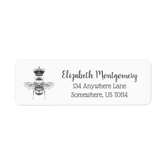  Queen Bee & Crown | Gepersonaliseerd Etiket (Voorkant)