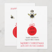 Queen Bee Crown Honey White Zakelijke vakantie Kaa Feestdagenkaart (Voorkant / Achterkant)