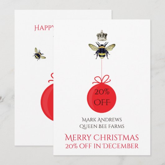 Queen Bee Crown Honey White Zakelijke vakantie Kaa Feestdagenkaart (Voorkant / Achterkant)