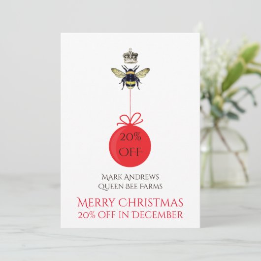 Queen Bee Crown Honey White Zakelijke vakantie Kaa Feestdagenkaart (Staand voorkant)