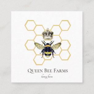 Queen Bee Crown Logo Honingbij Imker Vierkante Visitekaartje