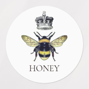 Queen Bee & Crown White Honey Labels