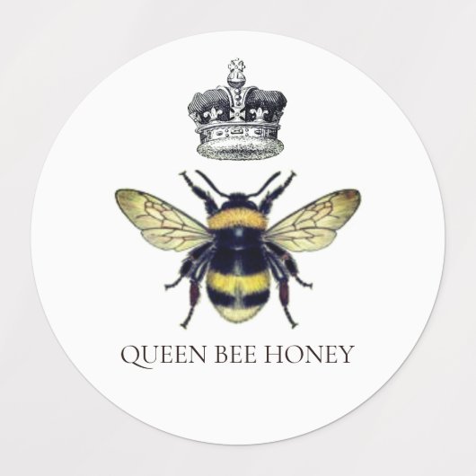 Queen Bee & Crown White Honing Labels (Design 2)