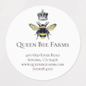 Queen Bee & Crown White Labels (Design 2)